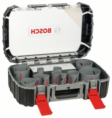 Set poanson universale HSS BIM 20 BOSCH din 17 piese; 22; 25; 32; 35; 40; 44; 51; 60; 64; 76mm 2608580887