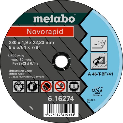 METABO Disc de tăiere -NOVORAPID Inox 115x1,0x22,23 616270000