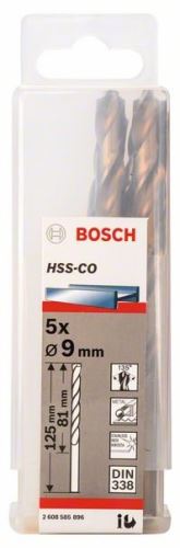 BOSCH Burghie pentru metal HSS-Co, DIN 338 9 x 81 x 125 mm (5 buc) 2608585896