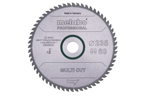 Pânză de ferăstrău METABO "multi cut - professional", 235x30 mm, 60 dinți, 5° 628495000