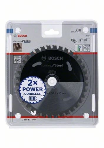 BOSCH Pânză de ferăstrău pentru ferăstrău cu acumulator; Standard pentru oțel 160x20x1,6/1,2x36T 2608837749