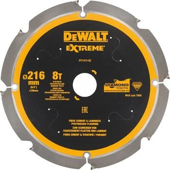 Pânză de ferăstrău DeWALT pentru fibrociment și plăci laminate, 216 x 30 mm, 8 dinți DT1473