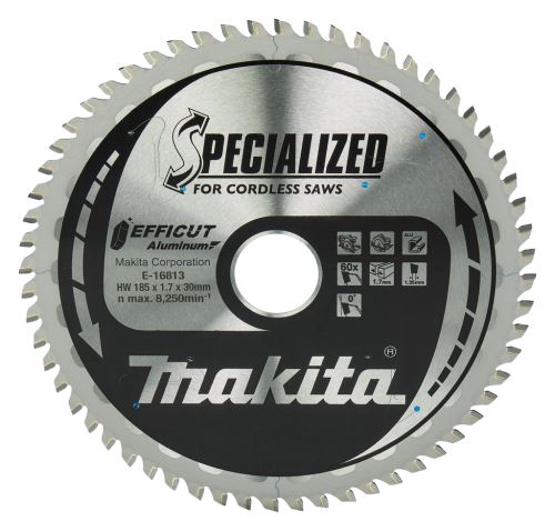 Pânză de ferăstrău MAKITA aluminiu Efficut 185x1,7x30 mm 60 dinți E-16813