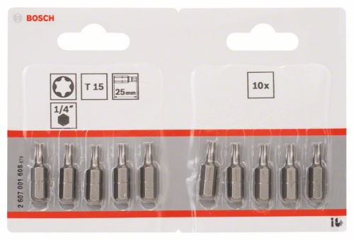 BOSCH Bit de șurubelniță extra dur Extra-Hart T15, 25 mm (10 buc) 2607001608