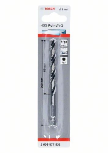 Burghiu BOSCH pentru metal HSS PointTeQ HEX cu tijă în 6 puncte; 7,0 mm (5 buc) 2608577531