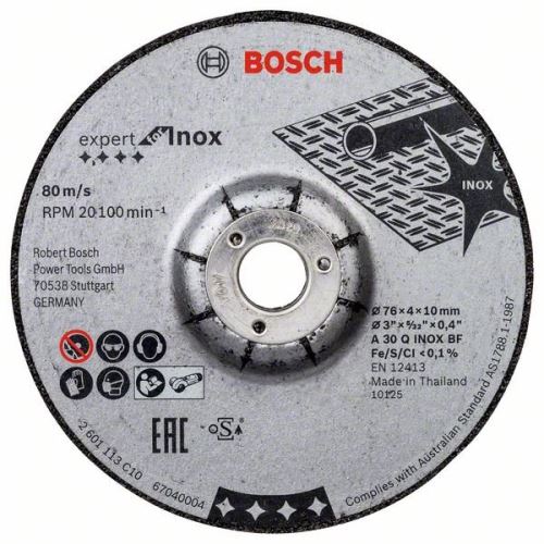 Disc abraziv BOSCH 76 × 4 × 10 mm, 2 buc., Expert pentru INOX A 30 Q INOX BF; 76 mm; 4mm; 10mm 2608601705