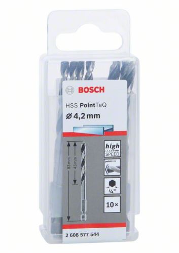 Burghiu BOSCH pentru metal HSS PointTeQ HEX cu tijă în 6 puncte; 4,2 mm 2608577544