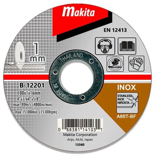 Disc de tăiere din oțel inoxidabil MAKITA 100x1,0x16 mm D-65947