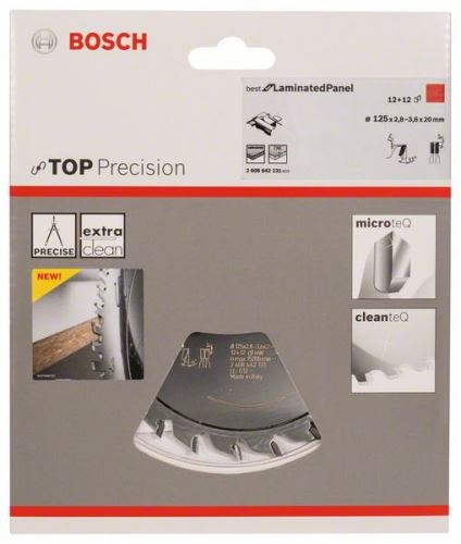 BOSCH Disc pretăiat Top Precision Panou laminat 125 x 20 x 2,8-3,6 mm, 12+12 2608642131