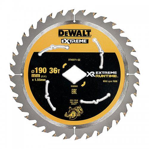 Pânză de ferăstrău DeWALT 190 mm, 36 dinți pentru ferăstrău fără acumulator DT40271 DT40271