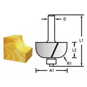 MAKITA Freză de canelare cu tijă de rulment 8 mm, 19x9,7x46 mm D-48608