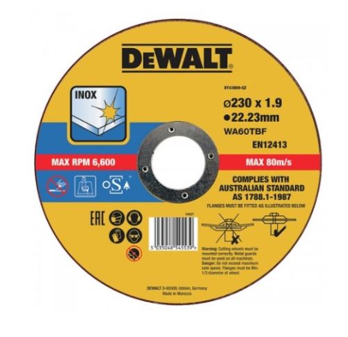 Disc de tăiere DeWALT 230 x 22,2 x 1,9 mm DT43909