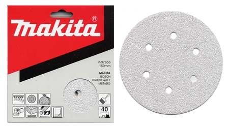 Hârtie abrazivă MAKITA Velcro 150 mm 6 găuri K80, 10 buc P-37677