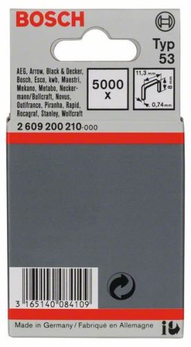 Capse de capsare cu sârmă subțire BOSCH, tip 53 11,4 x 0,74 x 8 mm (5000 buc) 2609200210