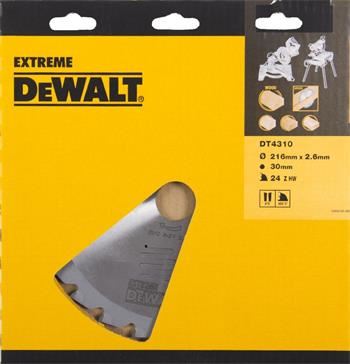 Pânză de ferăstrău DeWALT pentru tăierea lemnului pentru ferăstrău circular, 216 x 30 mm, 24 dinți DT4310