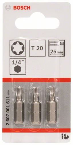 BOSCH Bit de șurubelniță extra dur Extra-Hart T20, 25 mm (3 buc) 2607001611