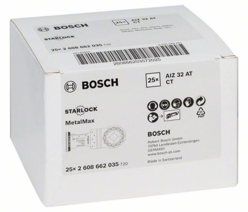 Pânză de ferăstrău cu adâncitură din carbură BOSCH AIZ 32 AT Metal 40 x 32 mm 2608662035