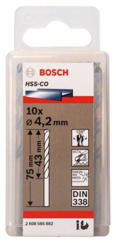 Burghie pentru metal BOSCH HSS-Co, DIN 338 4,2 x 43 x 75 mm (10 buc) 2608585882