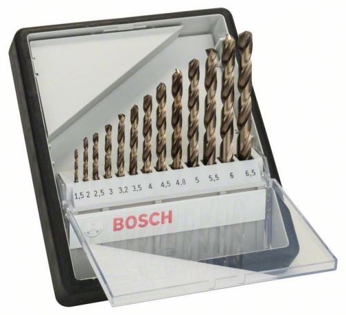 Set de burghie BOSCH pentru metal Robust Line HSS-Co, 13 piese 1,5; 2; 2,5; 3; 3,2; 3,5; 4; 4,5; 4,8; 5; 5,5; 6; 6,5 mm 2607019926