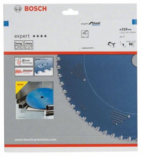 Pânză de ferăstrău circular BOSCH Expert pentru oțel 210 x 30 x 2,0 mm, 48 2608643057