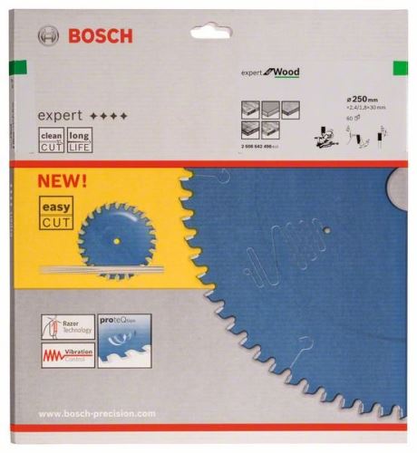 Pânză de ferăstrău BOSCH Expert pentru lemn 250 x 30 x 2,4 mm, 60 2608642498