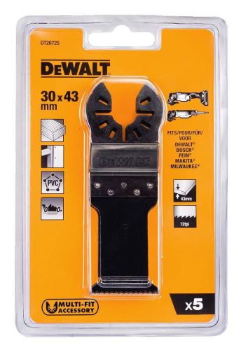 Pânze de ferăstrău DeWALT (5 buc) pentru tăierea rapidă a lemnului 30 x 43 mm (5 x DT20704) DT20725