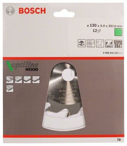 BOSCH Pânză de ferăstrău Optiline Wood 130 x 20/16 x 2,4 mm, 12 2608641167