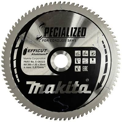 Pânză de ferăstrău MAKITA aluminiu Efficut 260x1,85x30 mm 81 dinți E-06323