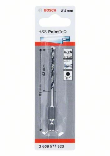 Burghiu BOSCH pentru metal HSS PointTeQ HEX cu tijă în 6 puncte; 4,0 mm (5 buc) 2608577523