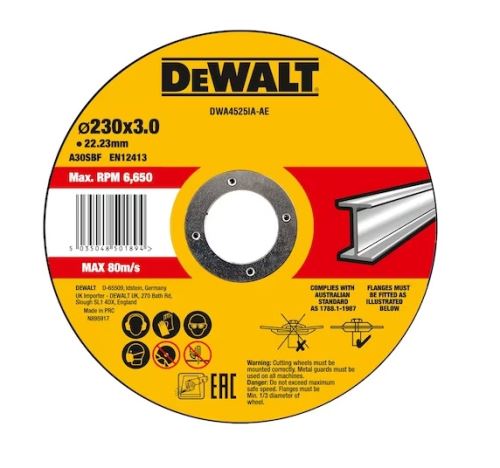 DeWALT Disc de tăiere pentru oțel inoxidabil 230 x 3 x 22,23 mm DWA4525SIA