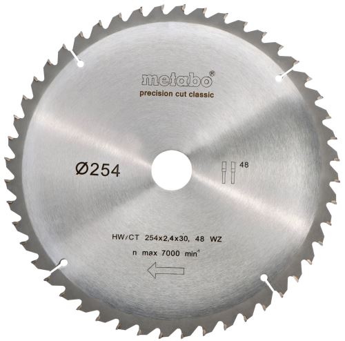 Pânză de ferăstrău METABO HW/CT 254 x 30 mm, 48 dinți, 5 neg 628061000