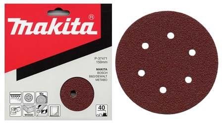 Hârtie șlefuită MAKITA Velcro 150 mm 6 găuri K60, 10 buc P-37487