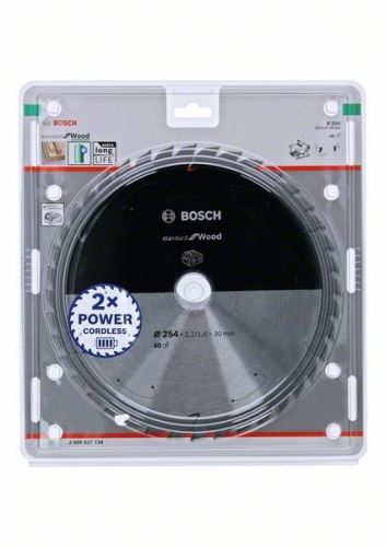 BOSCH Pânză de ferăstrău pentru ferăstrău cu acumulator; Standard pentru lemn 254x30x2,2/1,6x40T 2608837734