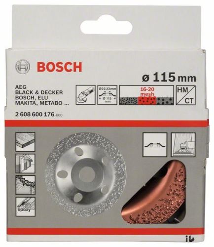 Roată oală din carbură BOSCH 115 x 22,23 mm; mediu, plat 2608600176