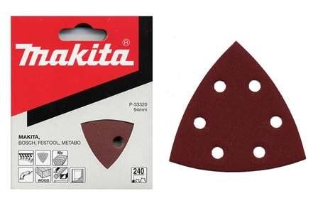 Hârtie abrazivă MAKITA Velcro 94x94x94 mm 6 găuri K40, 10 buc P-33255