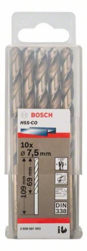 Burghie BOSCH pentru metal HSS-Co, DIN 338 7,5 x 69 x 109 mm (10 buc) 2608585893