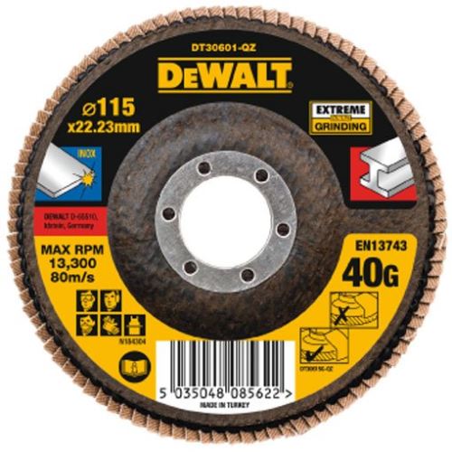 Disc cu lame abrazive DeWALT Extreme pentru plat metalic 125 x 22,2 mm 40G DT30602