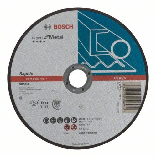 Disc de tăiere BOSCH drept Expert pentru metal – Rapido AS 46 T BF, 180 mm, 1,6 mm 2608603399