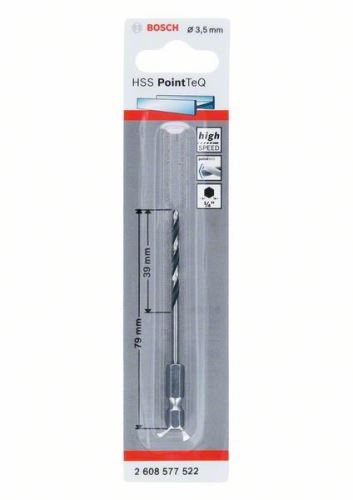 Burghiu BOSCH pentru metal HSS PointTeQ HEX cu tijă în 6 puncte; 3,5 mm (5 buc) 2608577522