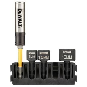 DeWALT Set suporturi și capete de strângere (5 buc) / suport pentru biți + capete de strângere 8mm, 10mm, 13mm + Suport pentru biți de torsiune DT70826