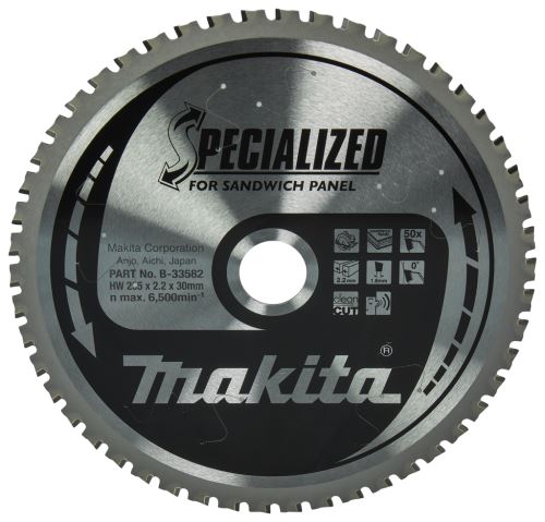 Pânză de ferăstrău pentru panouri sandwich MAKITA SPECIALIZED 235x2,2x30 mm 50 dinți B-33582