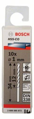 BOSCH Burghie pentru metal HSS-Co, DIN 338 1 x 12 x 34 mm (10 buc) 2608585872