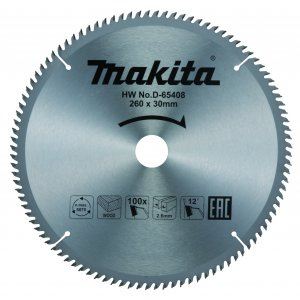 Pânză de ferăstrău MAKITA lemn TCT 260x2,6x30 mm 100 dinți D-65408