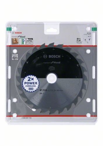 BOSCH Pânză de ferăstrău pentru ferăstrău cu acumulator; Standard pentru lemn 216x30x1,7/1,2x24T 2608837721