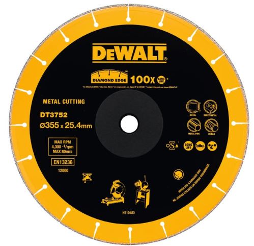 Disc diamant DeWALT 355 x 25,4 mm pentru polizoare DT3752