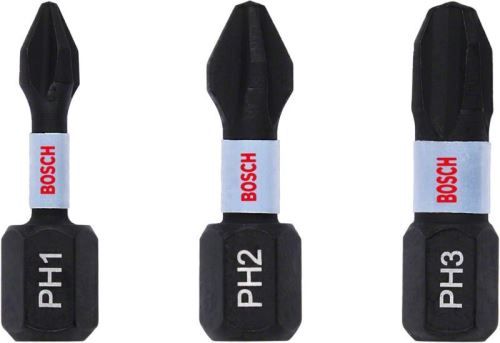 BOSCH Set de biți PH1, PH2, PH3 25 mm, 3 buc 2608522470