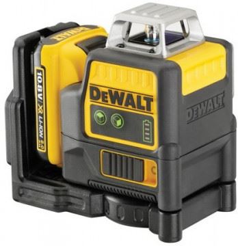 DeWALT Laser încrucișat fără fir, 2 x 360 °, fascicul verde, rază 30/60 m DCE0811D1G