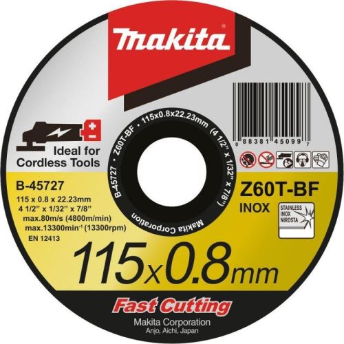 MAKITA Disc de tăiere 115×0,8×22,23 mm oțel inoxidabil B-45727