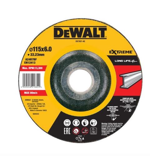 Disc abraziv DeWALT metal EXTREME convex 115 x 6 x 22,23 mm DX7921