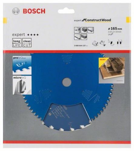 Pânză de ferăstrău BOSCH Expert for Construct Wood 165 x 20 x 2,0 mm, 24 2608644137